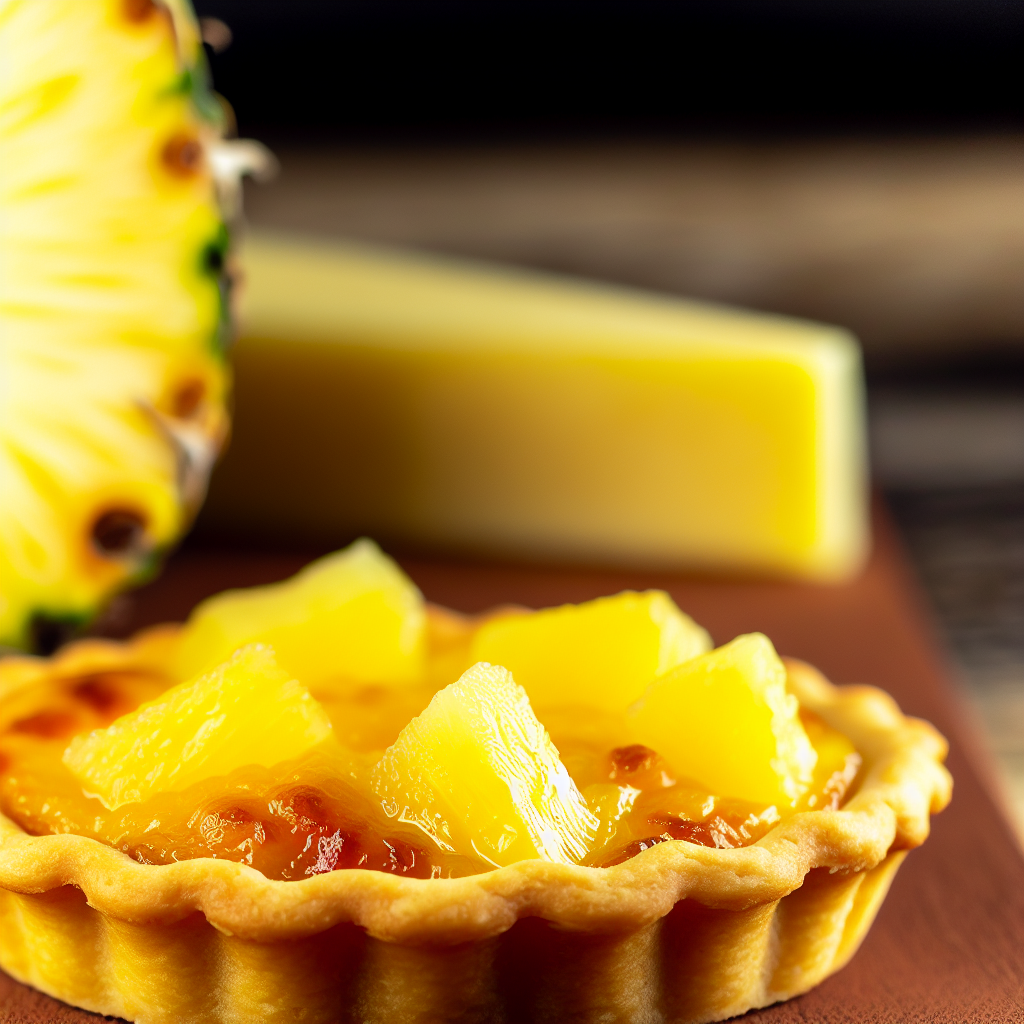 A vibrant close-up of golden pineapple cheese tart